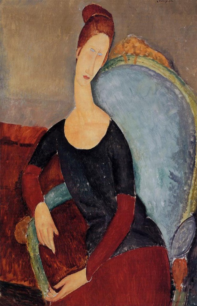 Portrait of Jeanne Hebuterne Seated in an Armchair by Amedeo  Modigliani