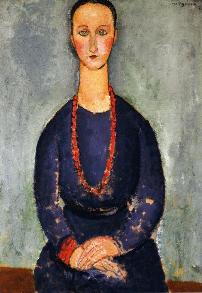 Woman in a Red Necklace by Amedeo  Modigliani