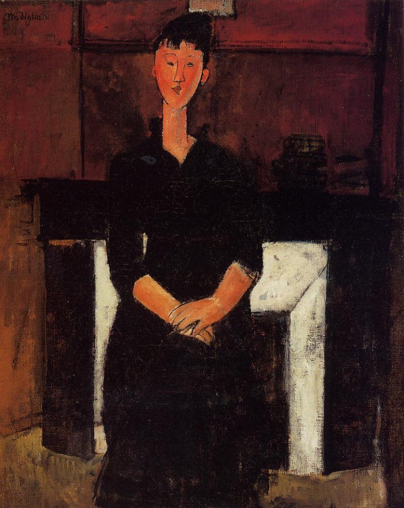 Woman Seated in Front of a Fireplace by Amedeo  Modigliani