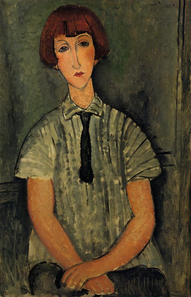 Young Girl in a Striped Blouse by Amedeo  Modigliani