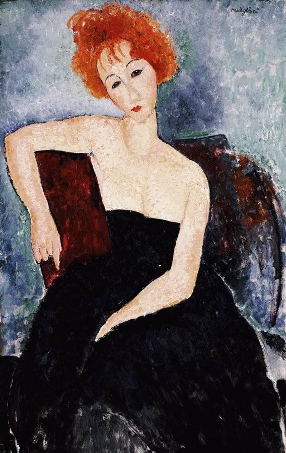 Young Redhead in an Evening Dress by Amedeo  Modigliani