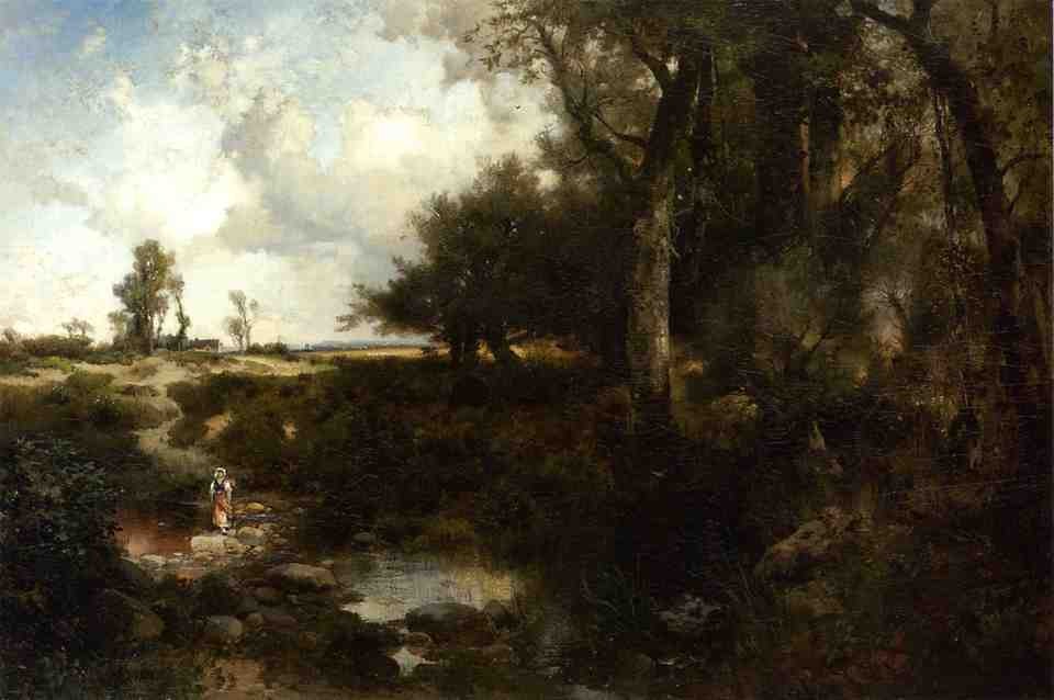 Crossing The Brook Near Plainfield, New Jersey by Thomas Moran