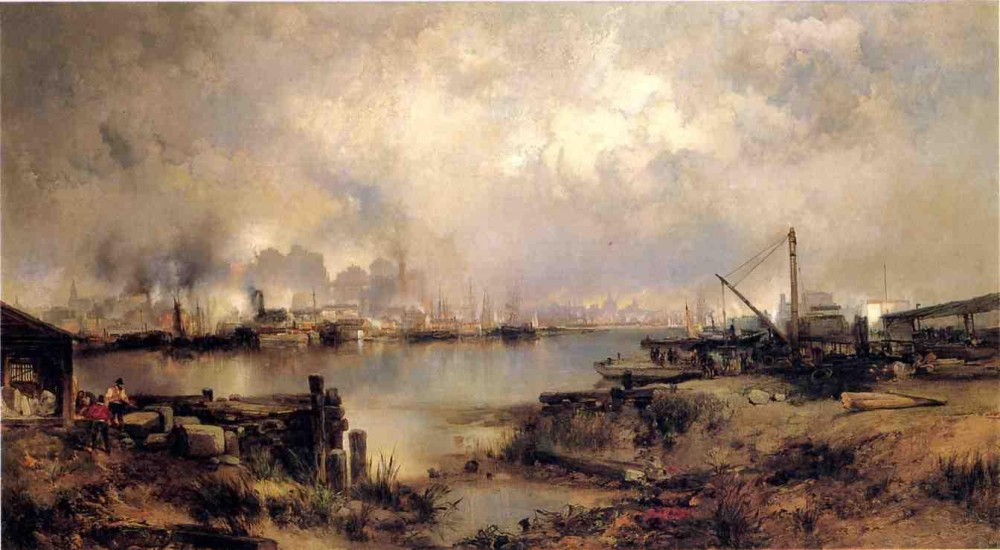 Lower Manhattan From Communipaw, New Jersey by Thomas Moran