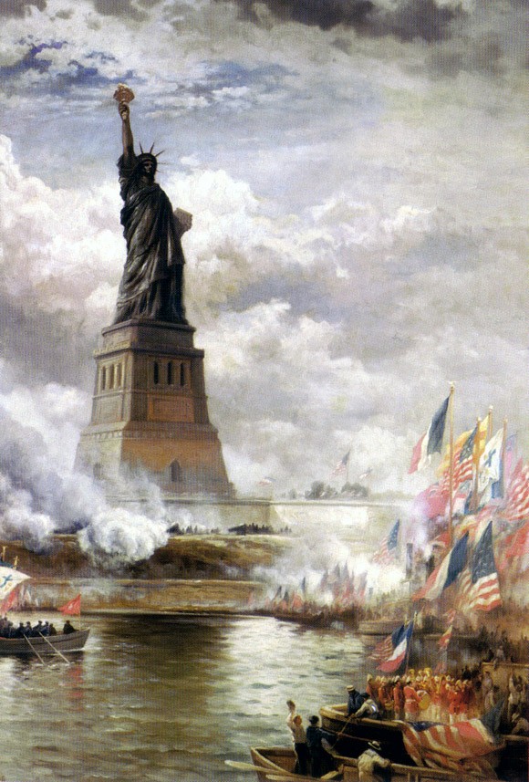 Unveiling The Statue of Liberty by Thomas Moran