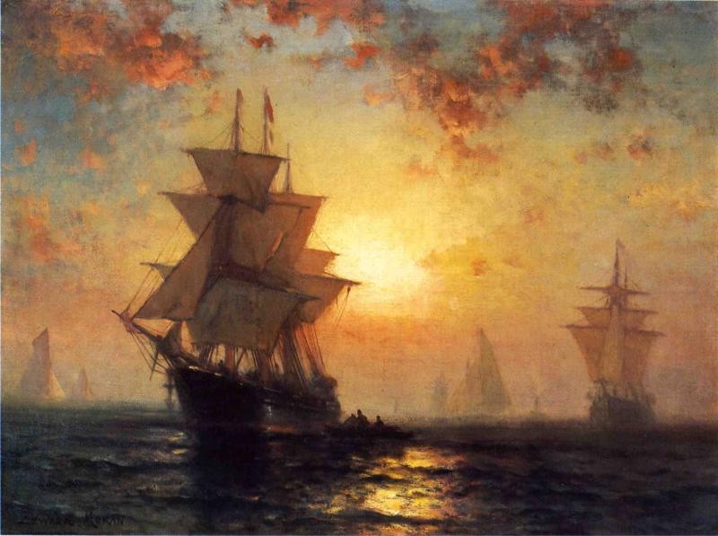 Ships at Night by Thomas Moran
