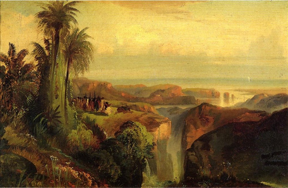 Indians On A Cliff by Thomas Moran