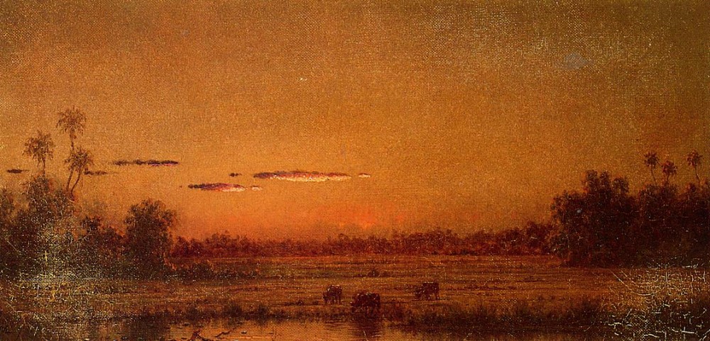 Sunset With Group Of Palms by Martin Johnson Heade