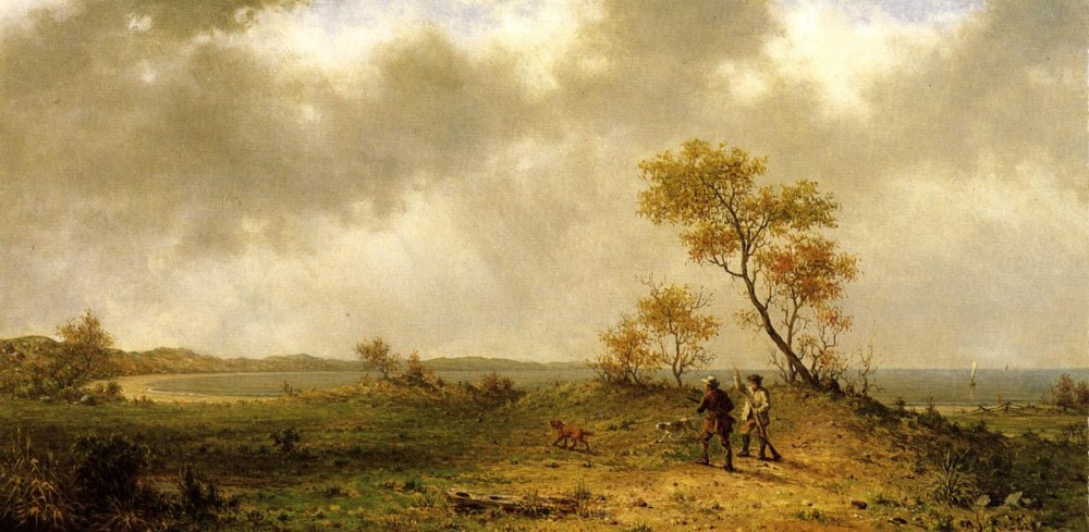 Two Hunters In A Landscape by Martin Johnson Heade