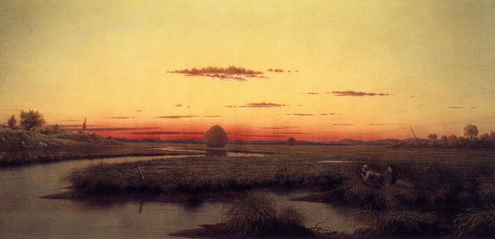 Duck Hunters In A Twilight Marsh by Martin Johnson Heade