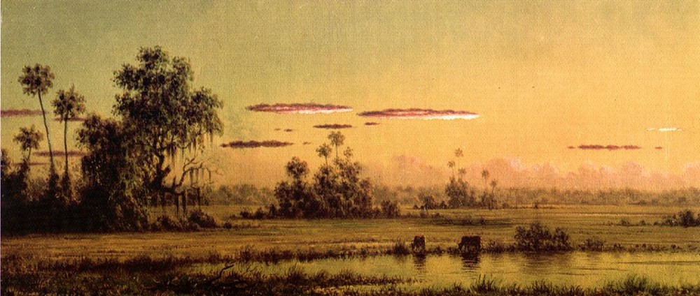 Florida Sunset With Two Cows by Martin Johnson Heade