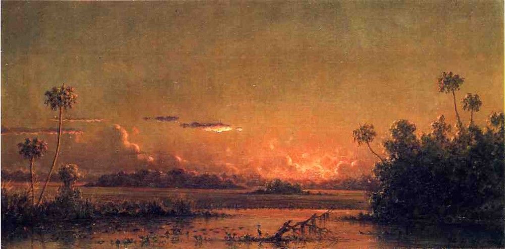 Florida Sunset With Waterfowl by Martin Johnson Heade
