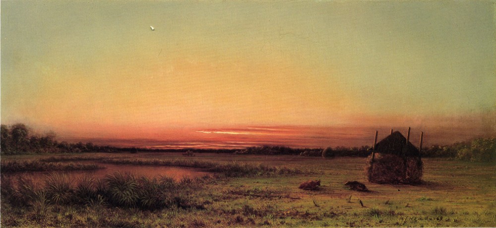 Marsh Scene Two Cattle In A Field by Martin Johnson Heade