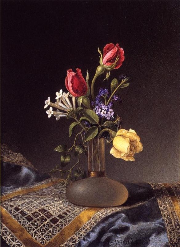 Flowers In A Frosted Vase by Martin Johnson Heade
