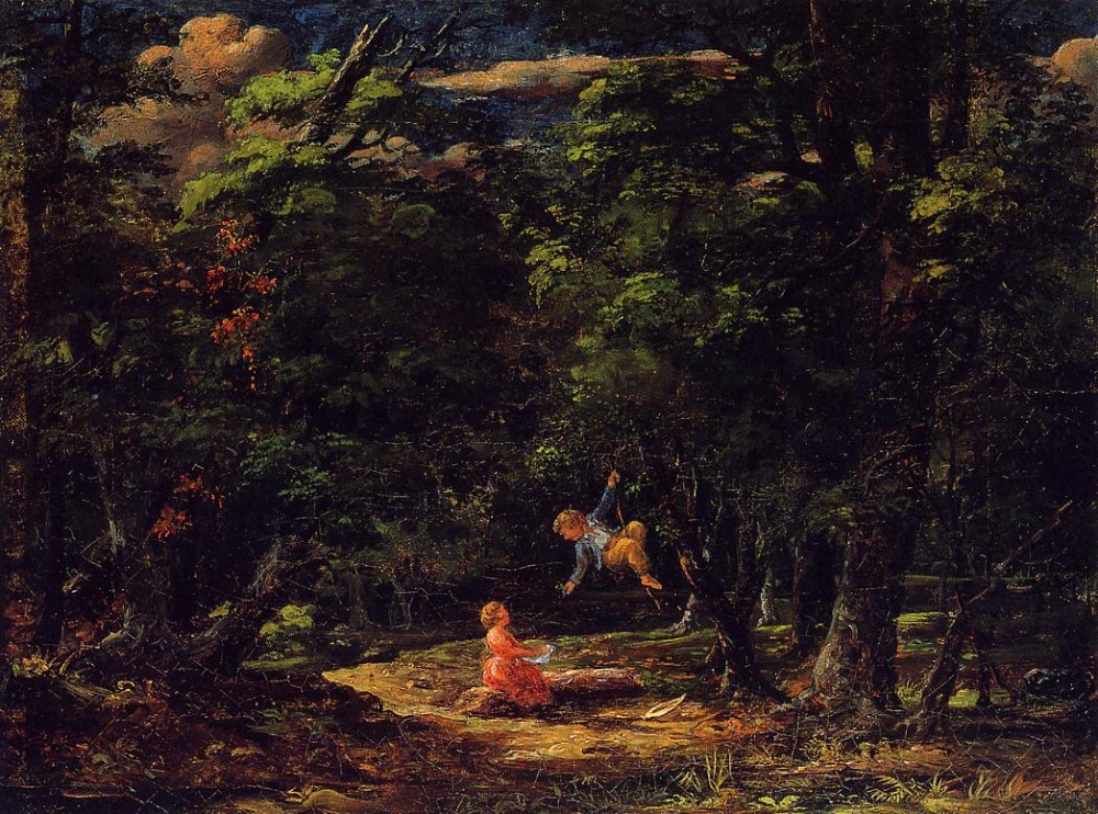 The Swing Children In The Woods by Martin Johnson Heade