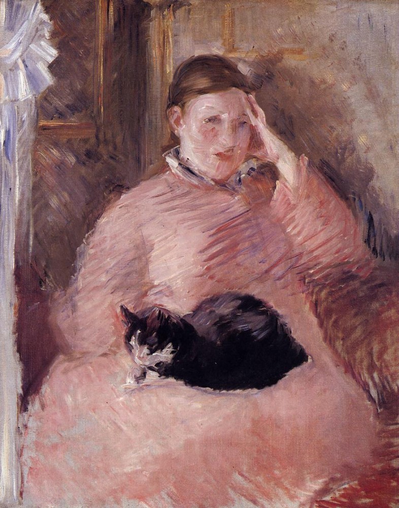 Woman With A Cat Portrait Of Madame Manet by Édouard Manet