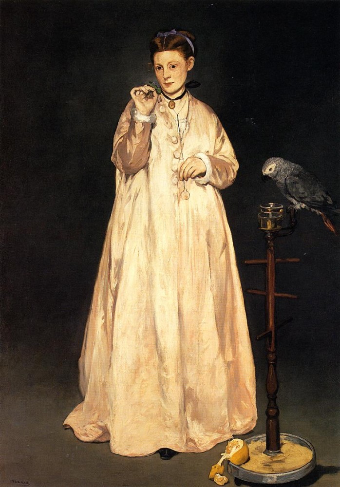 Young Lady With A Parrot by Édouard Manet