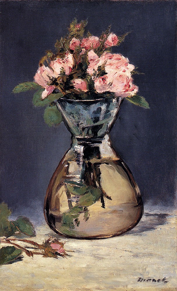 Moss Roses In A Vase by Édouard Manet