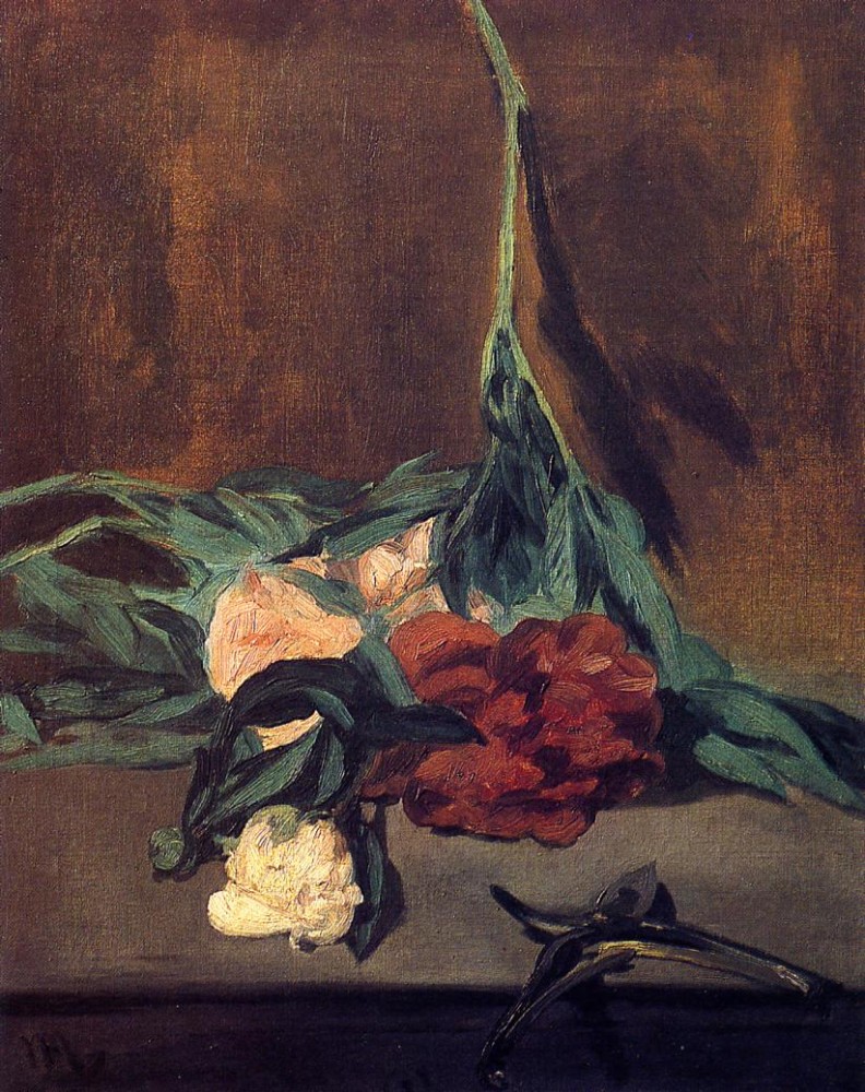 Peony Stems And Pruning Shears by Édouard Manet