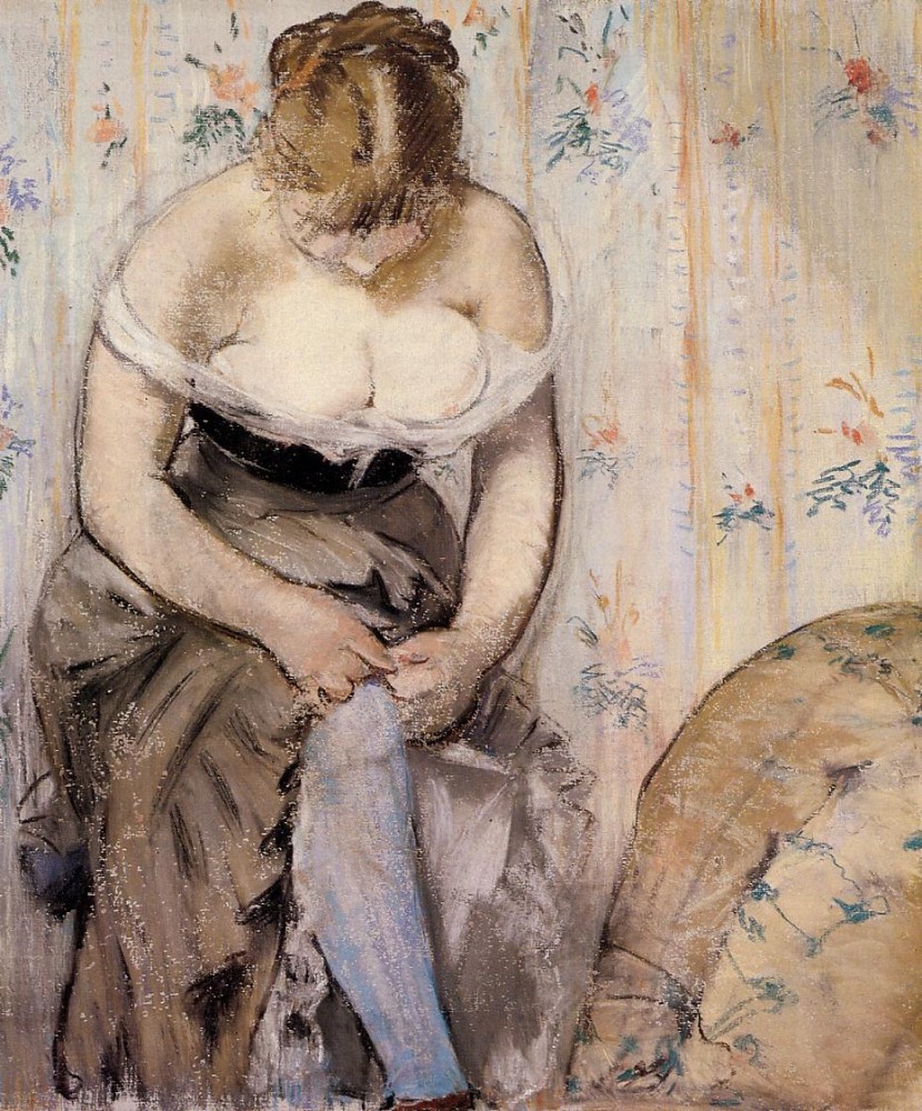 Woman Fastening Her Garter by Édouard Manet