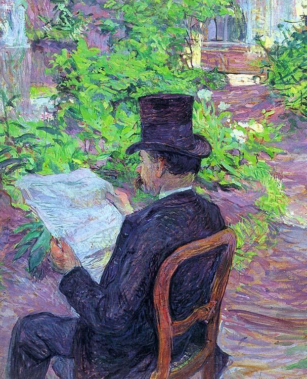 Desire Dehau Reading A Newspaper In The Garden by Henri de Toulouse-Lautrec