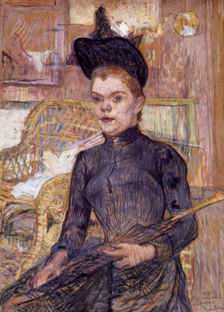 Woman In A Black Hat Berthe La Sourde by Henri de Toulouse-Lautrec