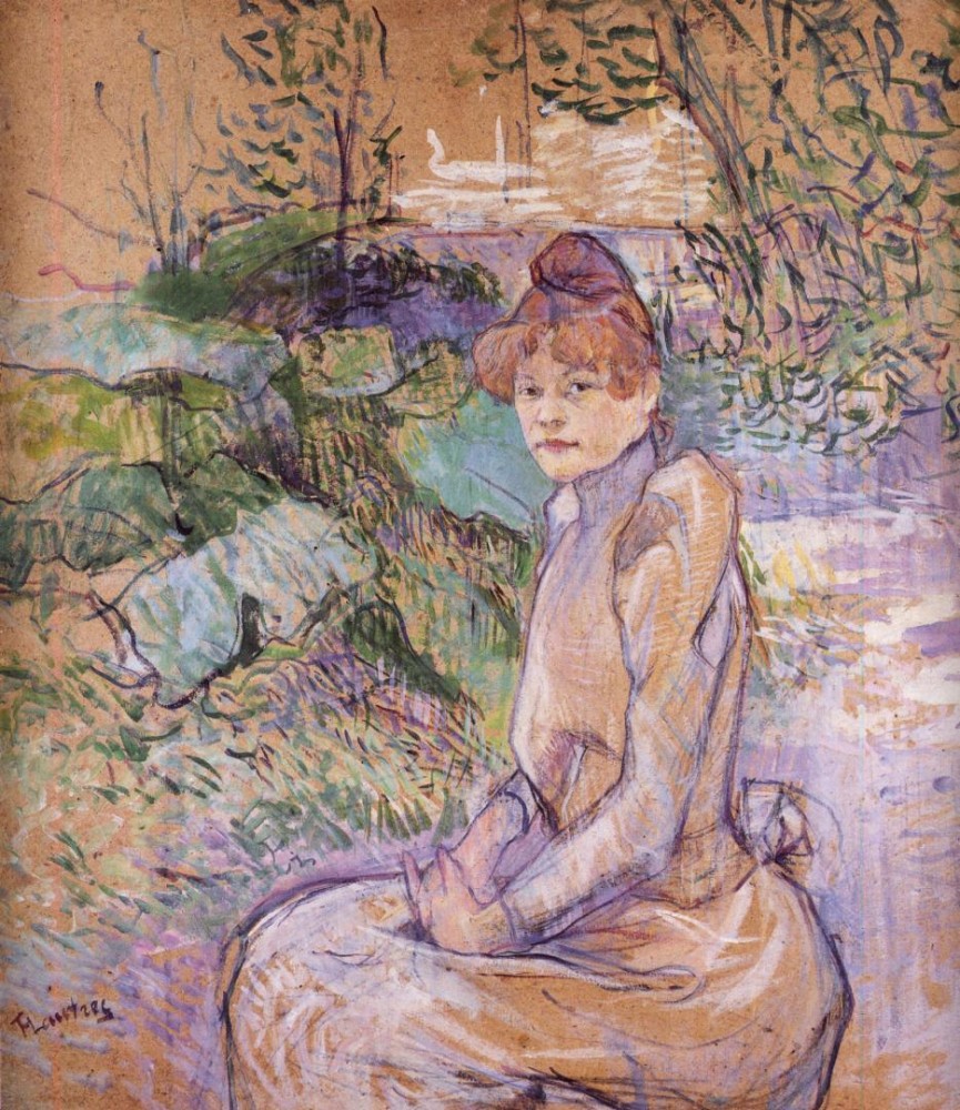 Woman In Monsieur Forests Garden by Henri de Toulouse-Lautrec