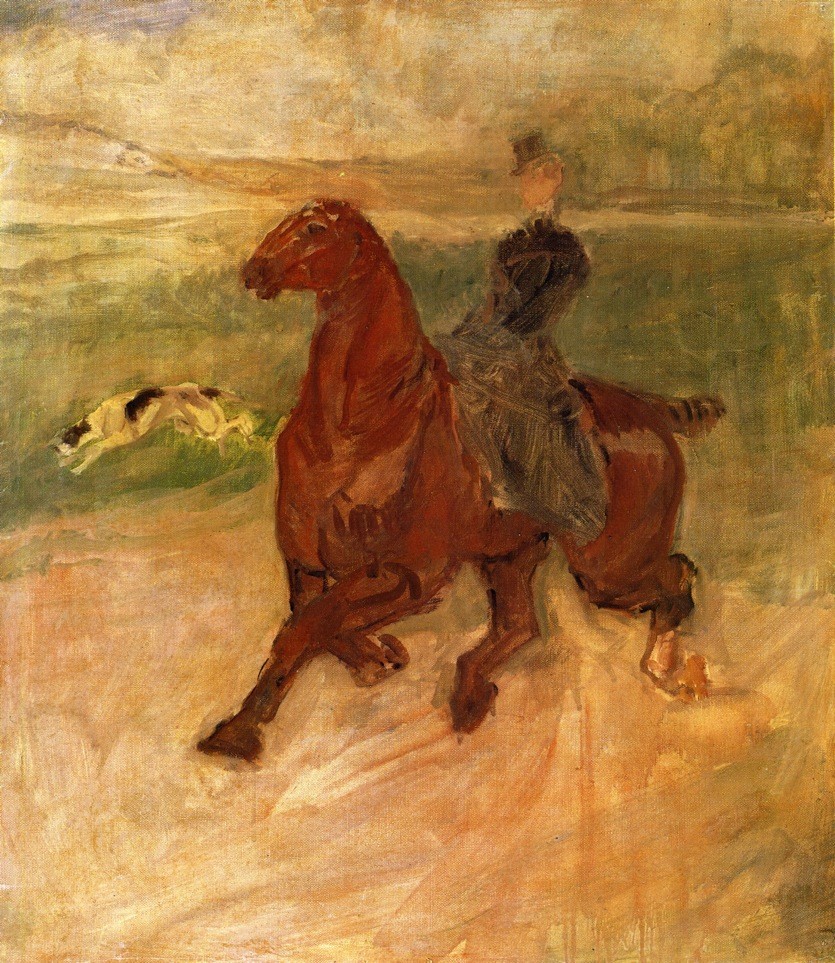 Woman Rider And Dog by Henri de Toulouse-Lautrec