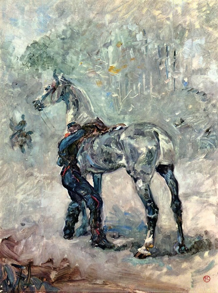 Artilleryman Saddling His Horse by Henri de Toulouse-Lautrec