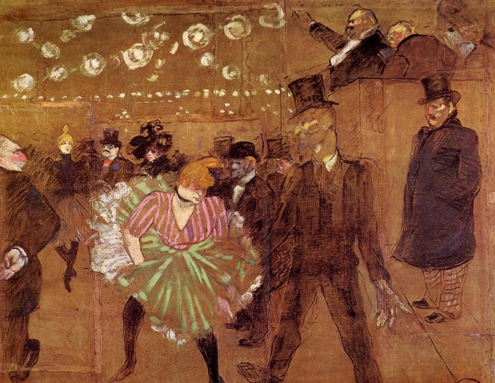 Le Goulue Dancing With Valentin Le Desosse by Henri de Toulouse-Lautrec