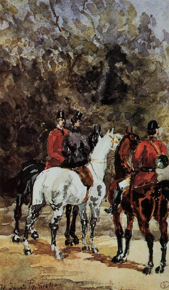 Assembly Of Hunters by Henri de Toulouse-Lautrec