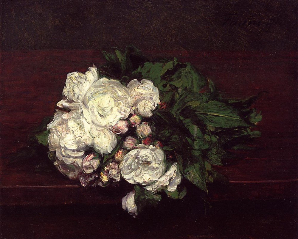 Flowers White Roses by Henri Fantin-Latour