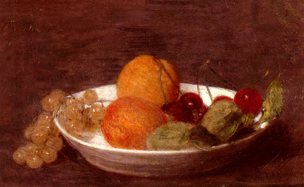 Henri A Bowl Of Fruit by Henri Fantin-Latour
