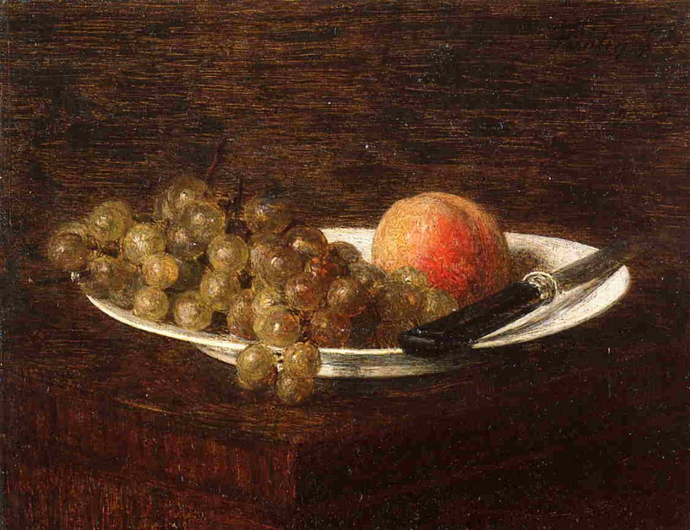 Still Life Peach and Grapes by Henri Fantin-Latour