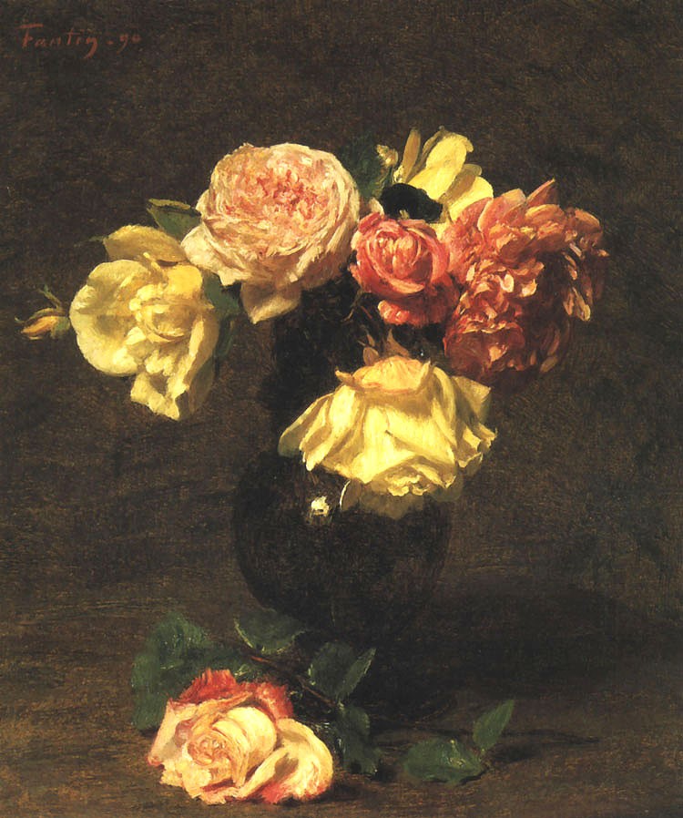 White and Pink Roses by Henri Fantin-Latour