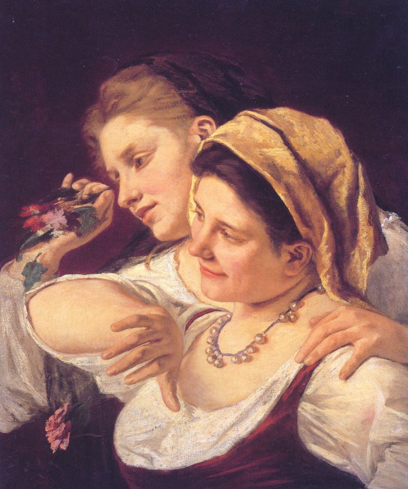 Two Women Throwing Flowers by Mary Stevenson Cassatt