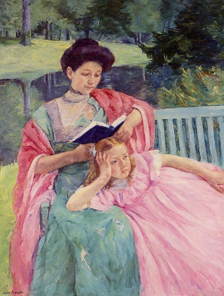 Auguste Reading to Her Daughter by Mary Stevenson Cassatt