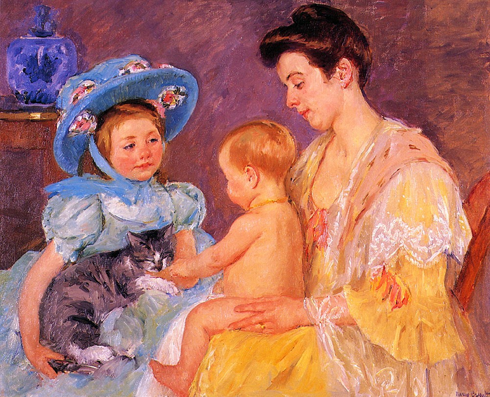 Children Playing with a Cat by Mary Stevenson Cassatt