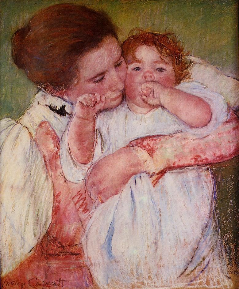 Little Ann Sucking Her Finger Embraced by Her Mother by Mary Stevenson Cassatt