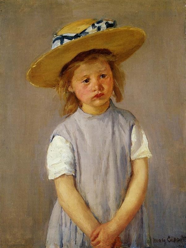 Little Girl in a Big Straw Hat and a Pinnafore by Mary Stevenson Cassatt