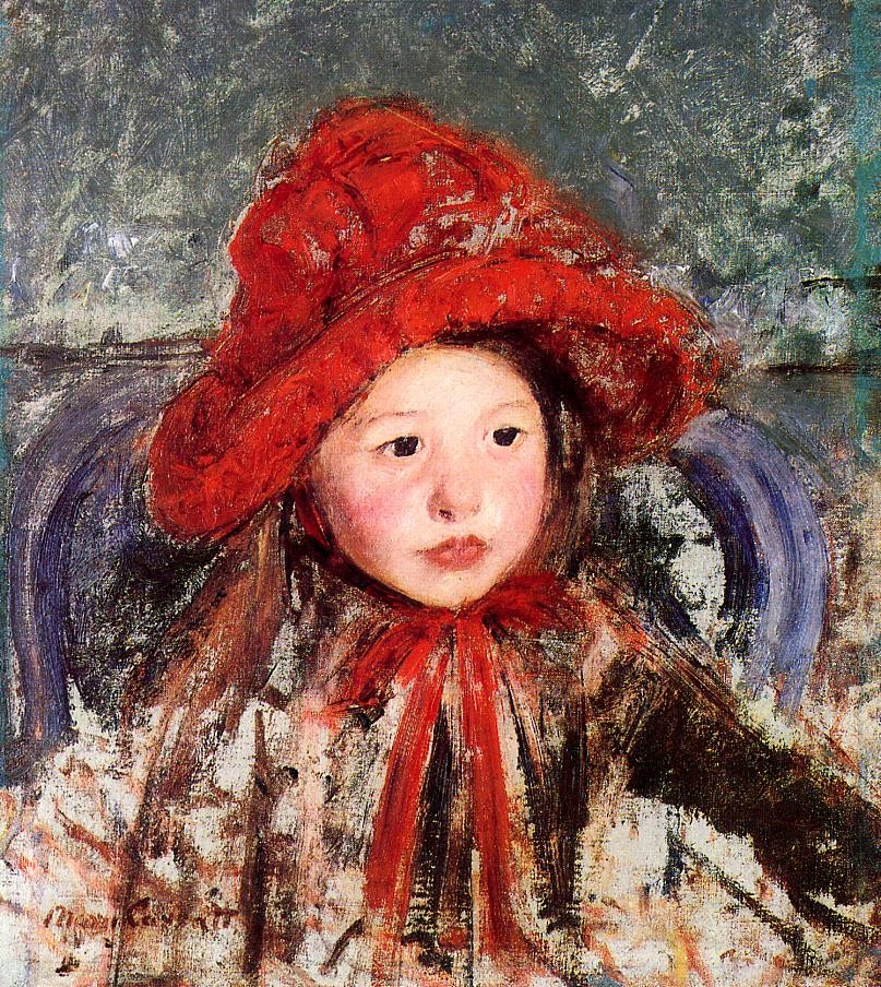 Little Girl in a Large Red Hat by Mary Stevenson Cassatt