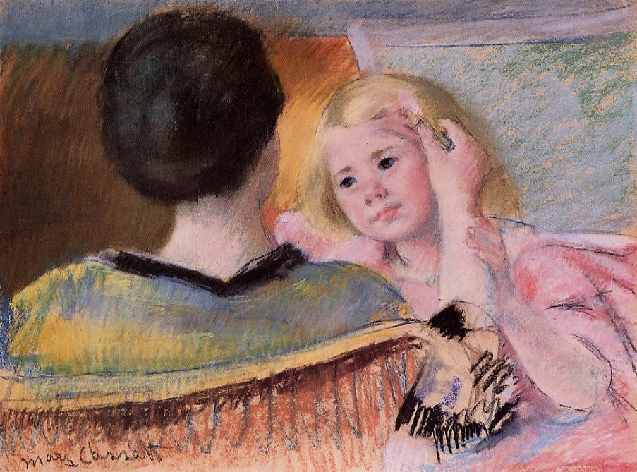 Mother Combing Sara-s Hair no.2 by Mary Stevenson Cassatt