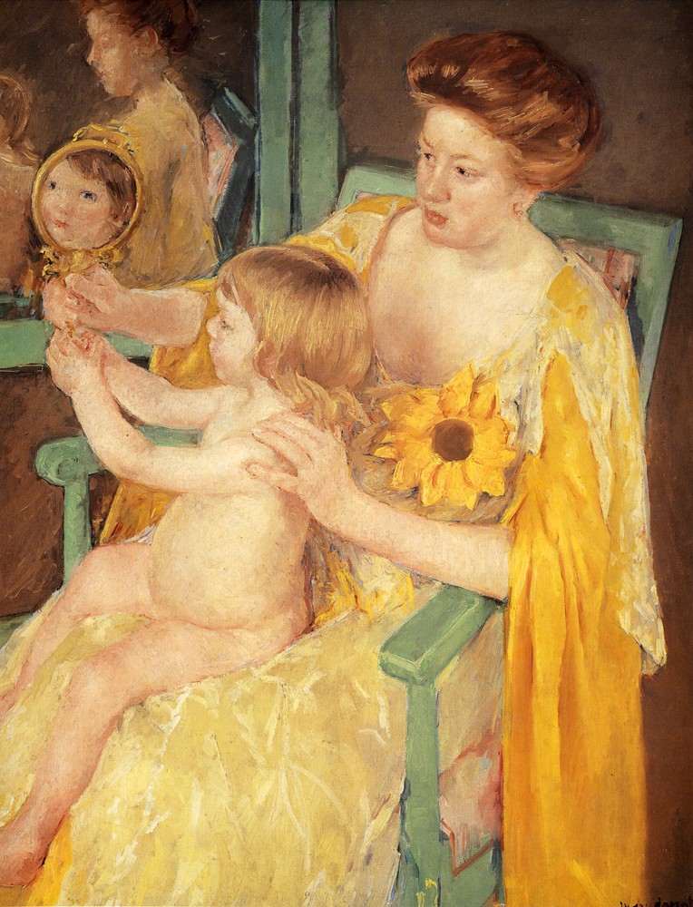 Mother Wearing A Sunflower On Her Dress by Mary Stevenson Cassatt