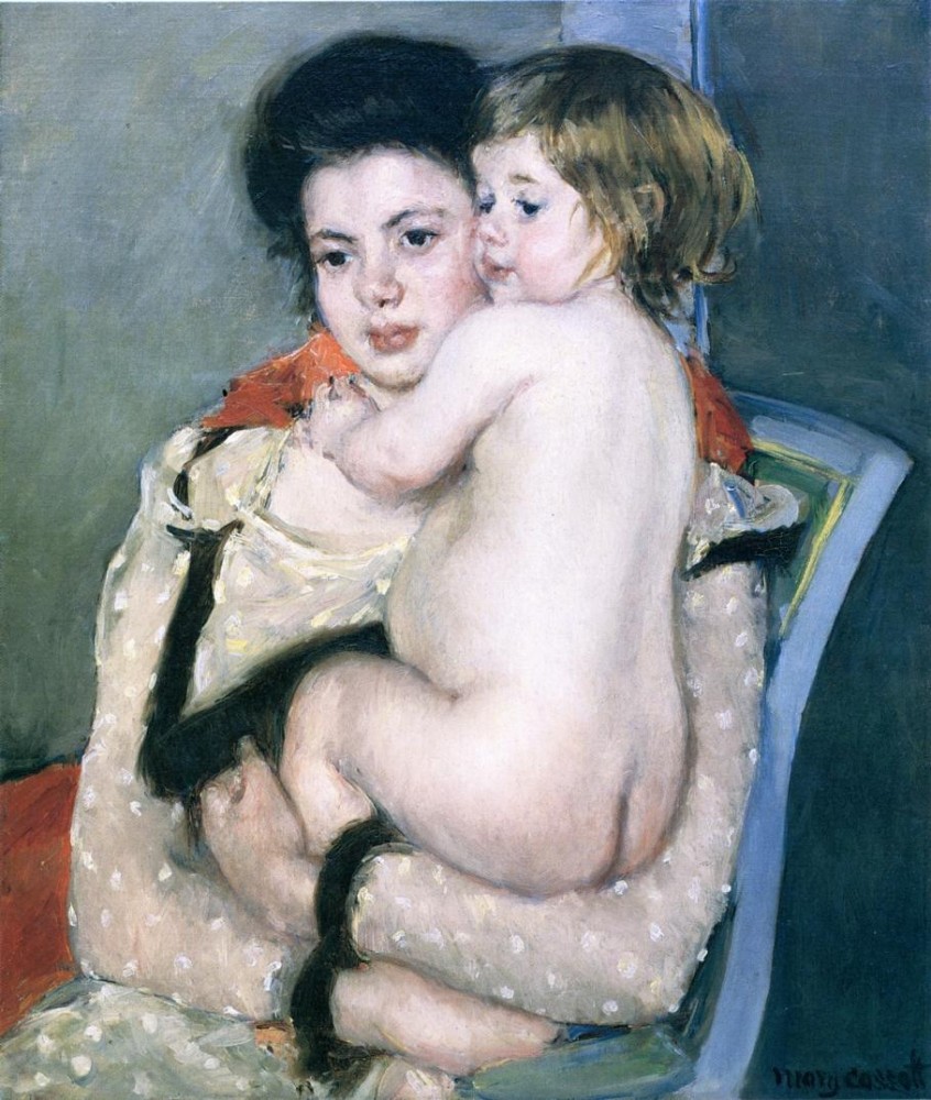Reine Lefebvre Holding a Nude Baby by Mary Stevenson Cassatt