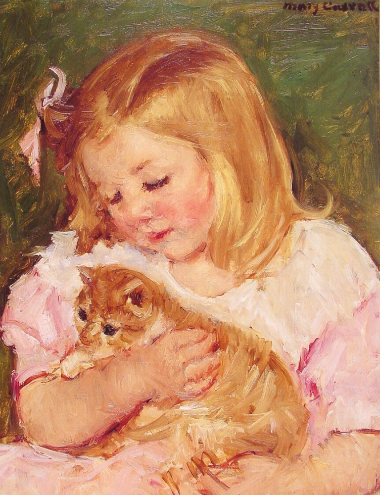 Sara Holding A Cat by Mary Stevenson Cassatt