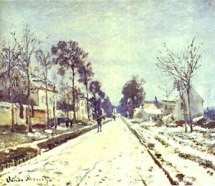 The Road to Louveciennes, the Effect of Snow by Oscar-Claude Monet