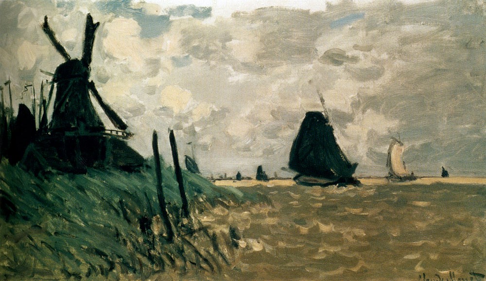 A Windmill Near Zaandam by Oscar-Claude Monet