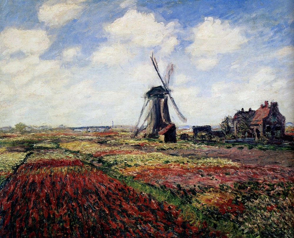 Tulip Fields With The Rijnsburg Windmill by Oscar-Claude Monet