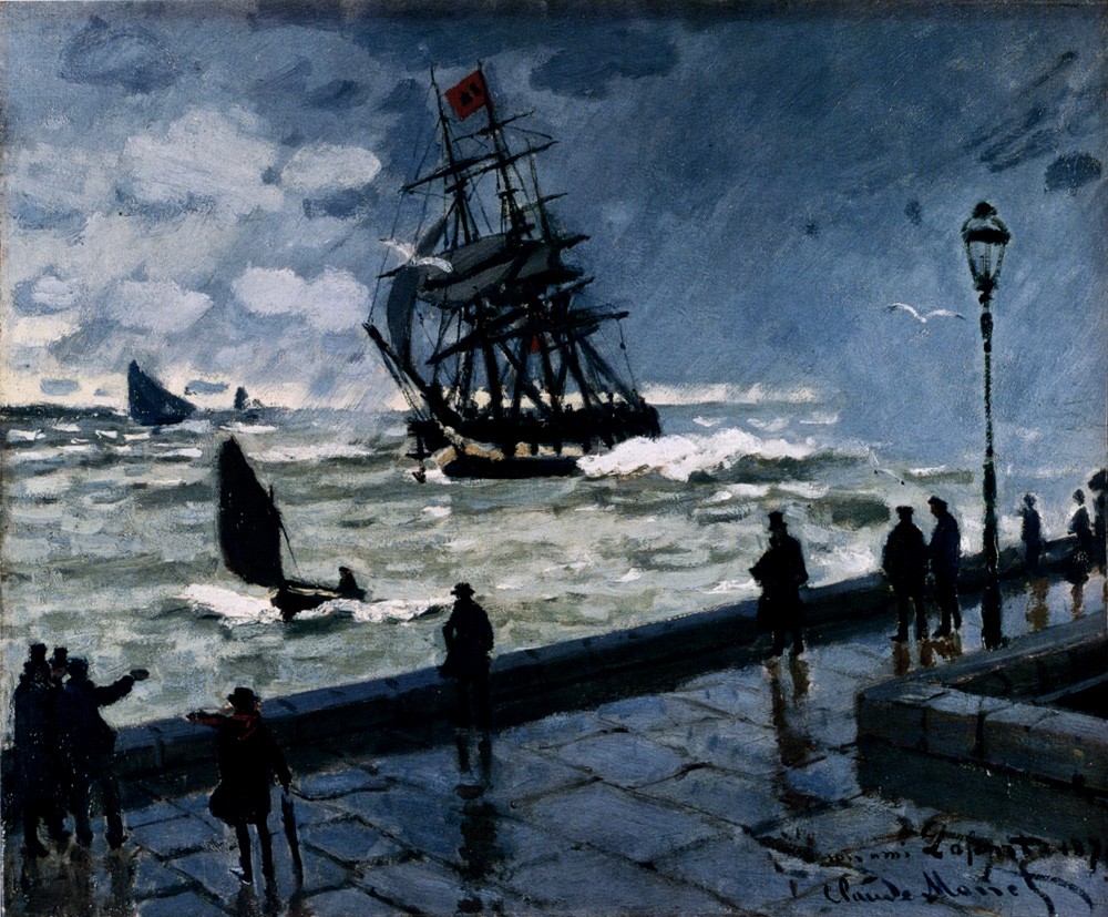 The Jetty At Le Havre Bad Weather by Oscar-Claude Monet