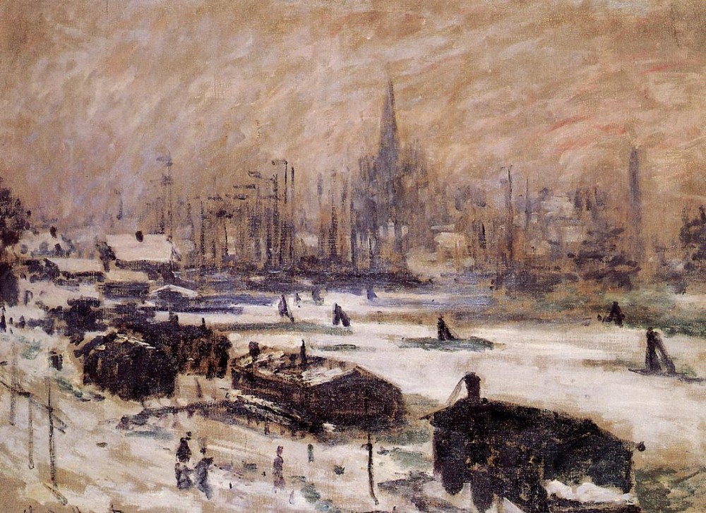 Amsterdam in the Snow by Oscar-Claude Monet