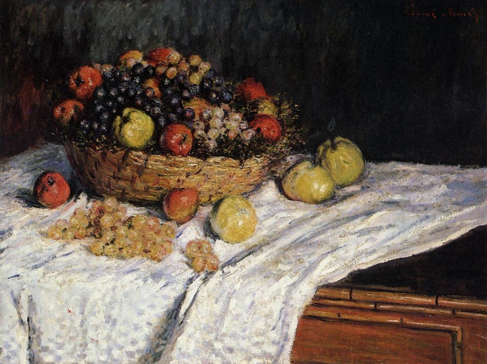 Fruit Basket with Apples and Grapes by Oscar-Claude Monet